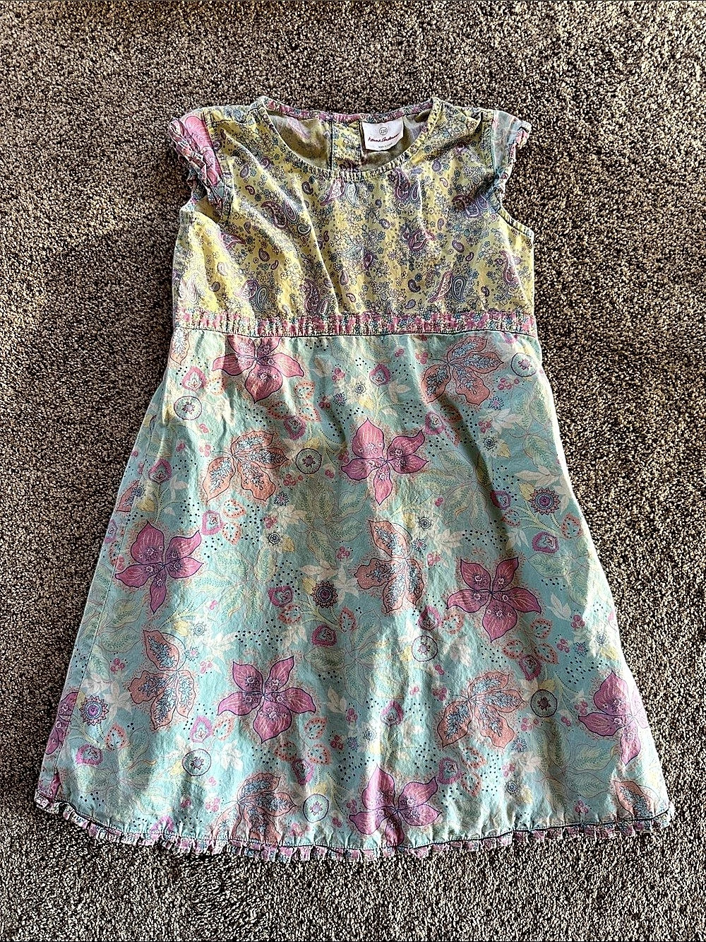 Hanna Andersson Floral Dress in Blue & Pink Girls 110